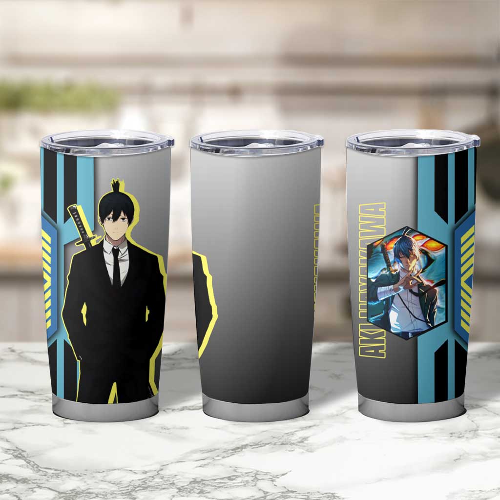 Aki Hayakawa from Chainsaw Man Tumbler Cup with Sword and Stylish Pose Design - The Mazicc
