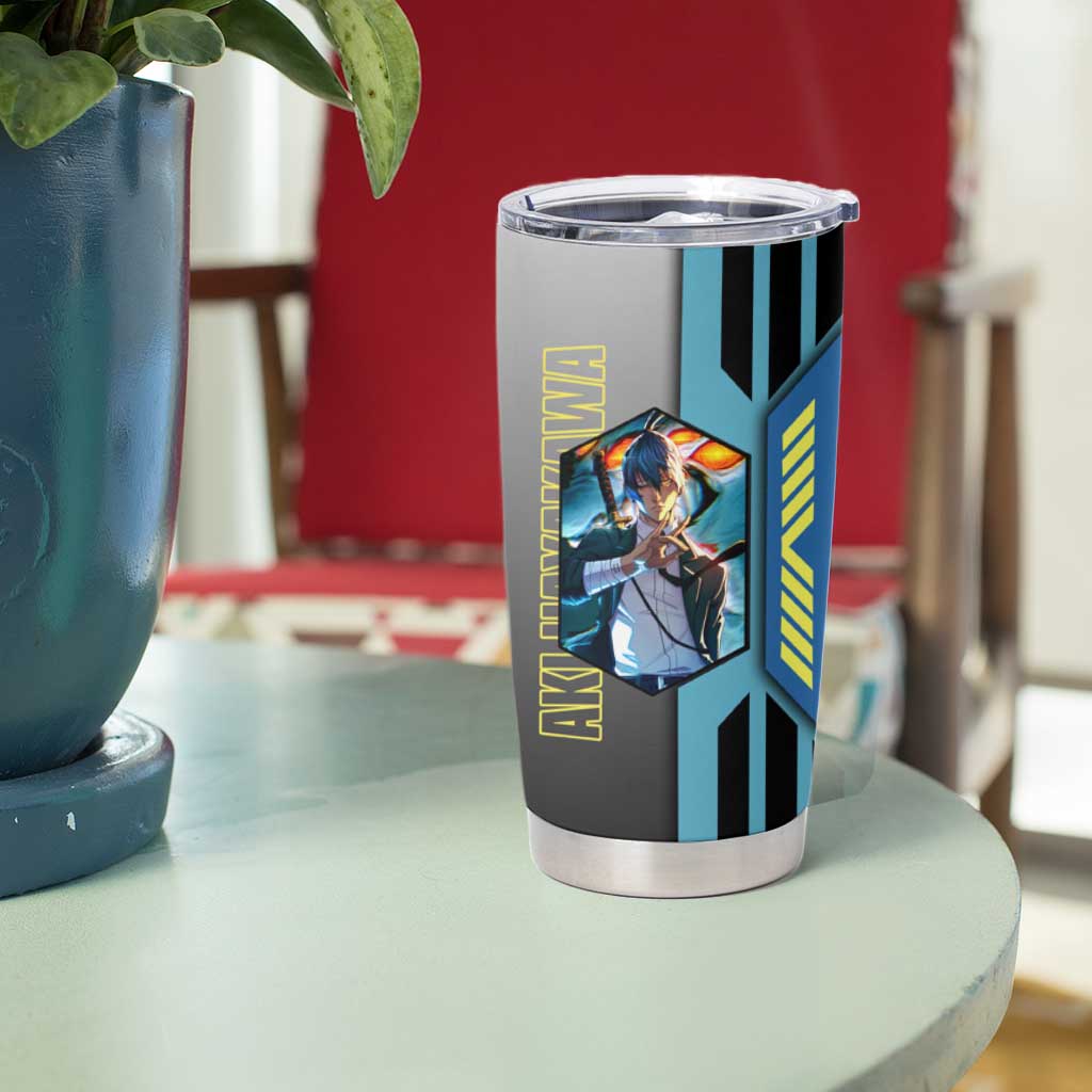 Aki Hayakawa from Chainsaw Man Tumbler Cup with Sword and Stylish Pose Design - The Mazicc