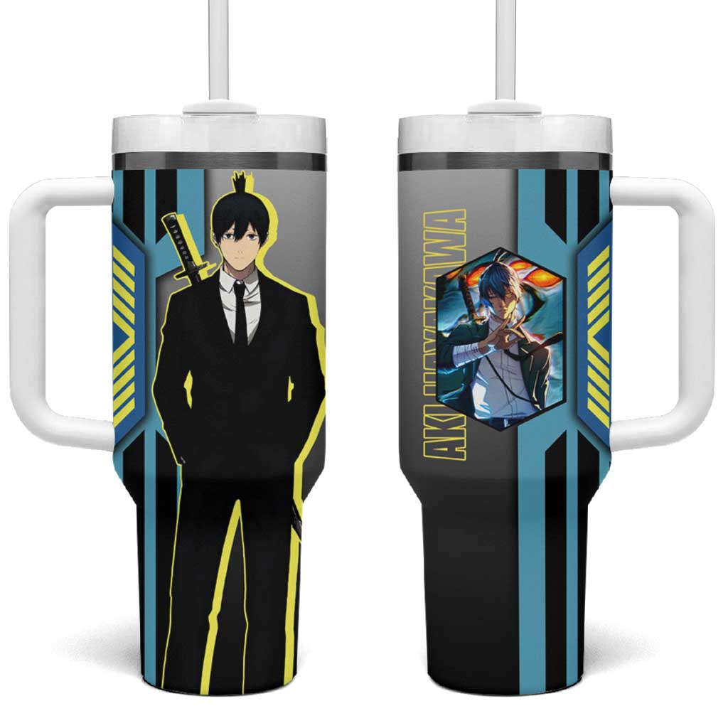 Aki Hayakawa from Chainsaw Man Tumbler With Handle with Sword and Stylish Pose Design - The Mazicc