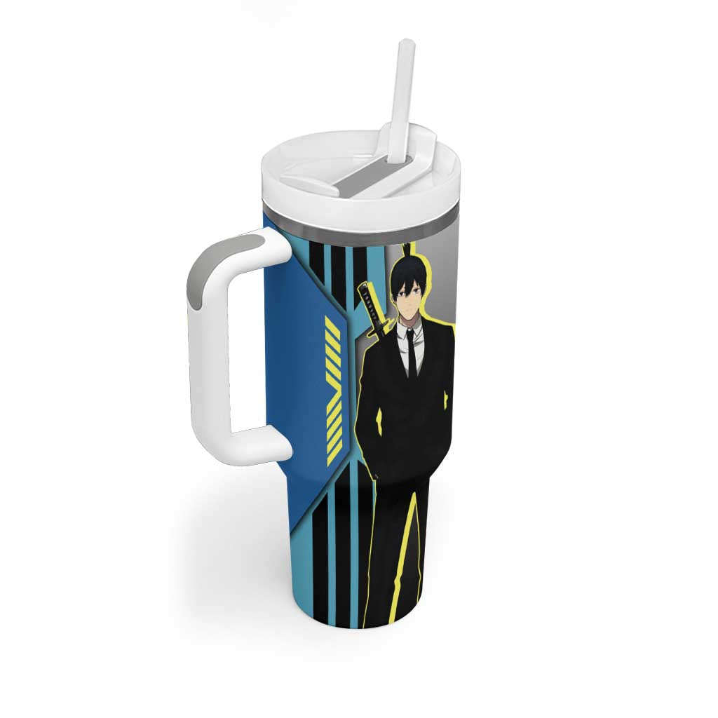 Aki Hayakawa from Chainsaw Man Tumbler With Handle with Sword and Stylish Pose Design - The Mazicc