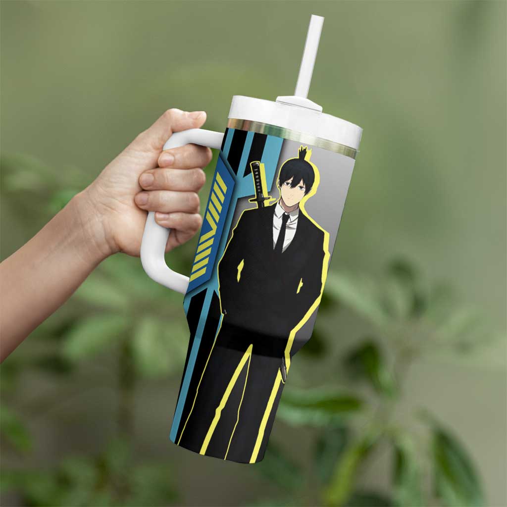 Aki Hayakawa from Chainsaw Man Tumbler With Handle with Sword and Stylish Pose Design - The Mazicc