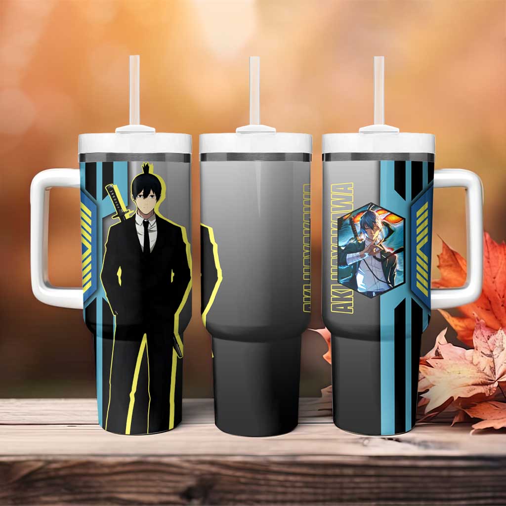 Aki Hayakawa from Chainsaw Man Tumbler With Handle with Sword and Stylish Pose Design - The Mazicc
