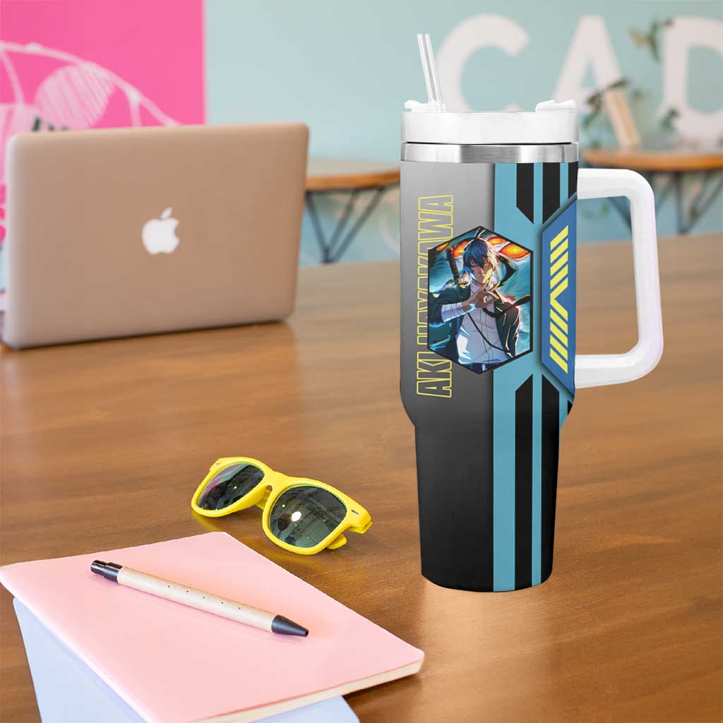 Aki Hayakawa from Chainsaw Man Tumbler With Handle with Sword and Stylish Pose Design - The Mazicc