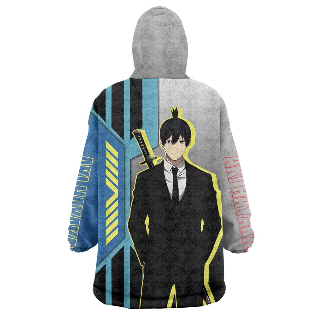 Aki Hayakawa from Chainsaw Man Wearable Blanket Hoodie with Sword and Stylish Pose Design - The Mazicc