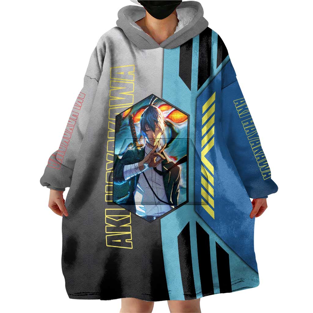 Aki Hayakawa from Chainsaw Man Wearable Blanket Hoodie with Sword and Stylish Pose Design - The Mazicc