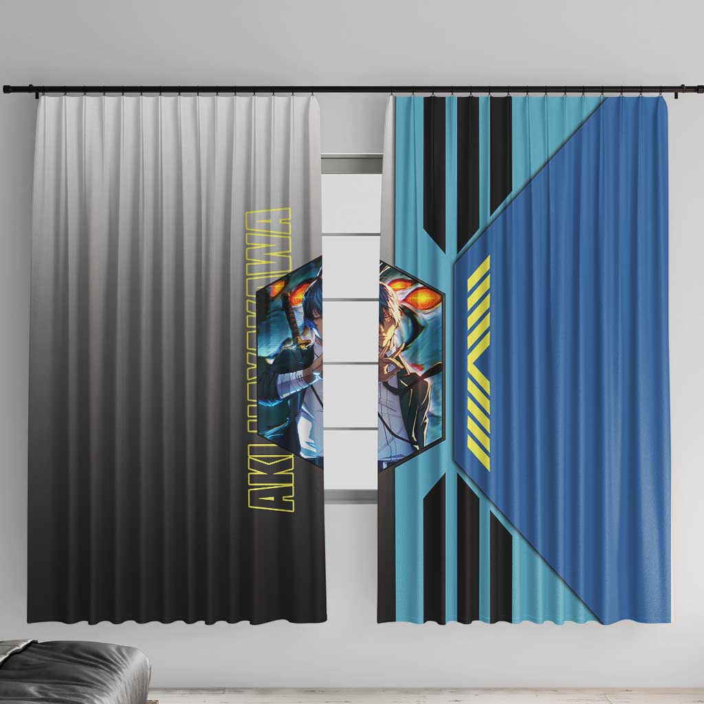 Aki Hayakawa from Chainsaw Man Window Curtain with Sword and Stylish Pose Design - The Mazicc