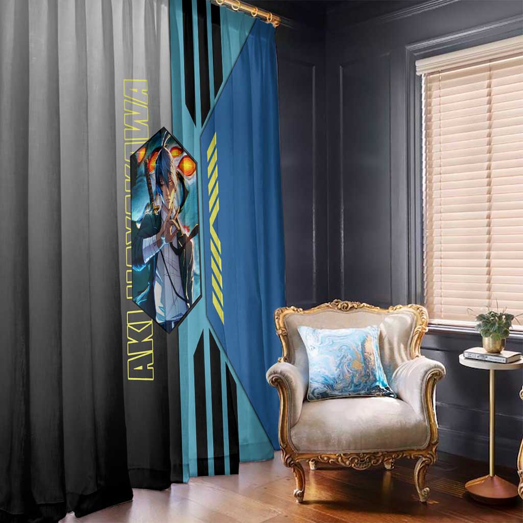 Aki Hayakawa from Chainsaw Man Window Curtain with Sword and Stylish Pose Design - The Mazicc