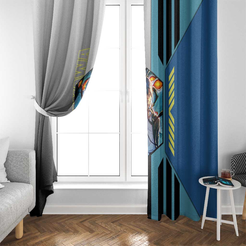 Aki Hayakawa from Chainsaw Man Window Curtain with Sword and Stylish Pose Design - The Mazicc
