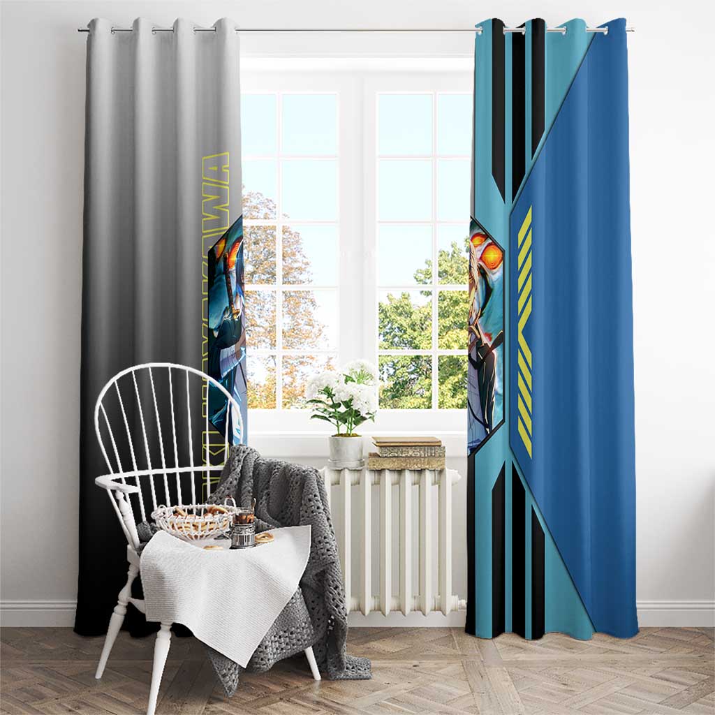 Aki Hayakawa from Chainsaw Man Window Curtain with Sword and Stylish Pose Design - The Mazicc
