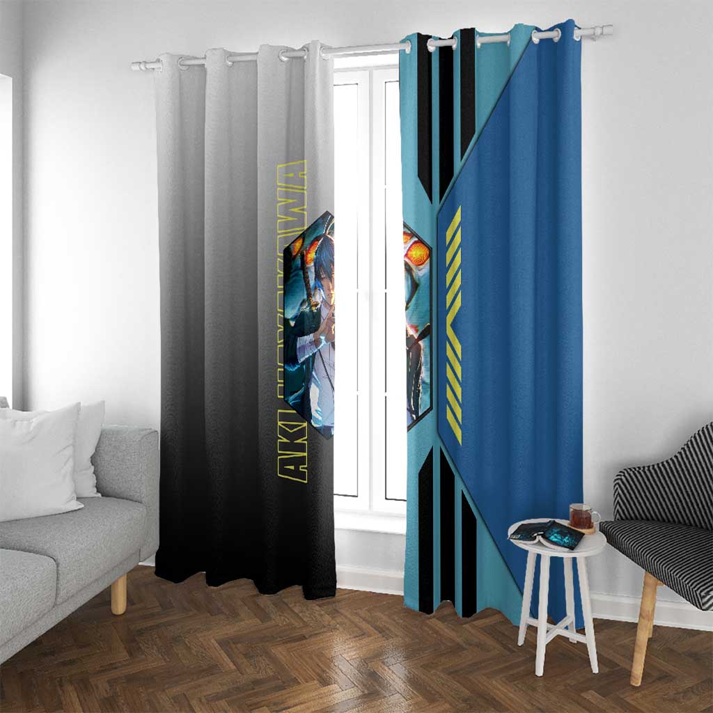 Aki Hayakawa from Chainsaw Man Window Curtain with Sword and Stylish Pose Design - The Mazicc