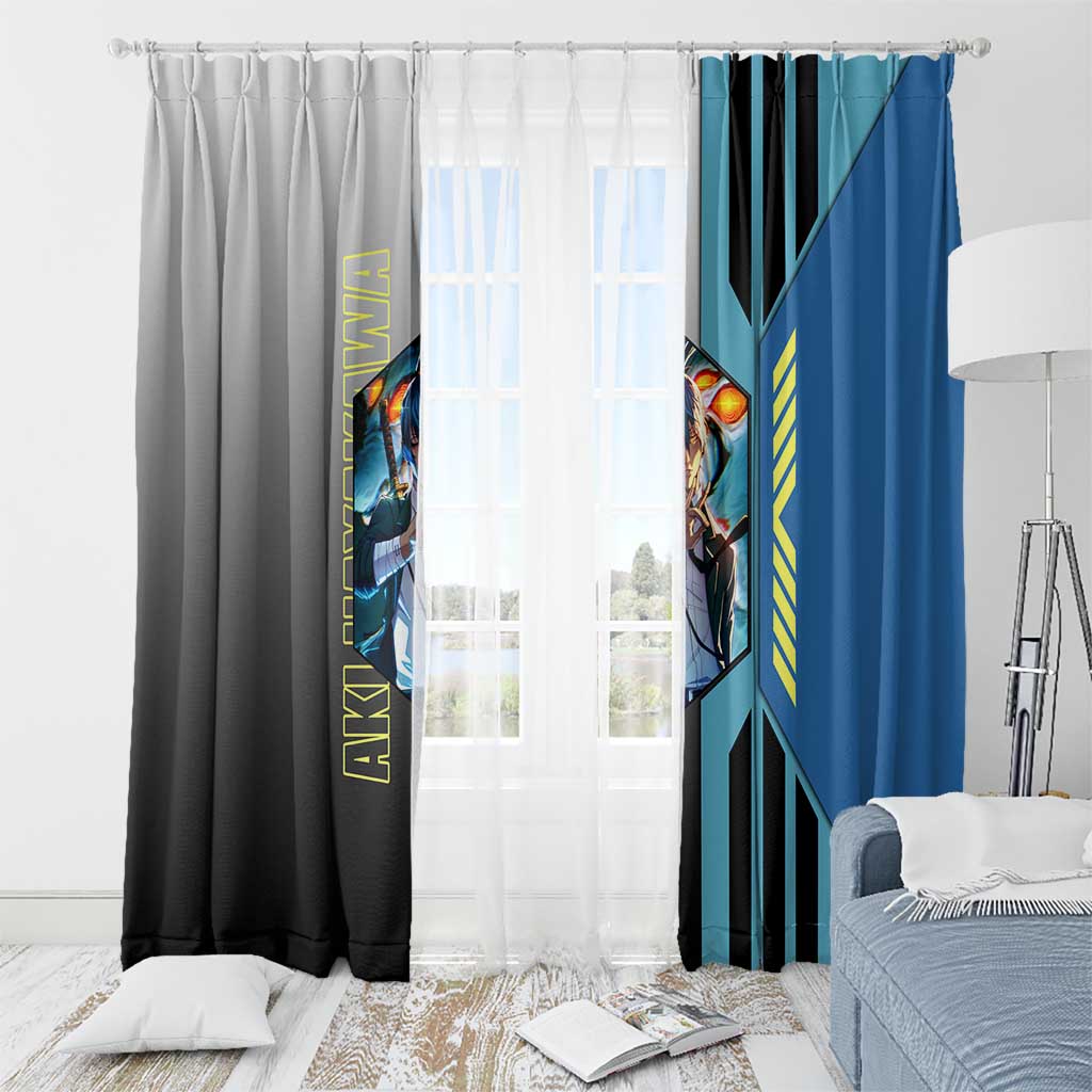 Aki Hayakawa from Chainsaw Man Window Curtain with Sword and Stylish Pose Design - The Mazicc