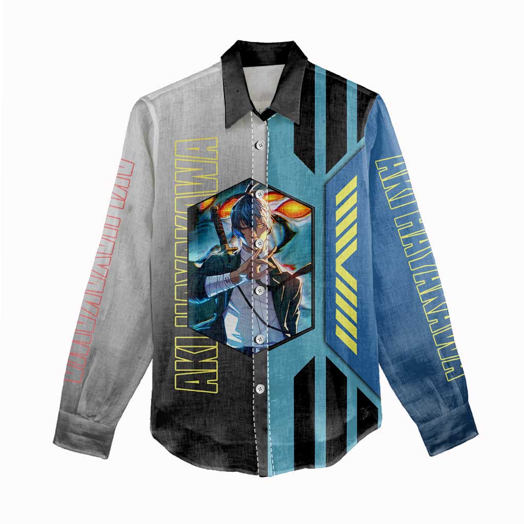 Aki Hayakawa from Chainsaw Man Women Casual Shirt with Sword and Stylish Pose Design - The Mazicc