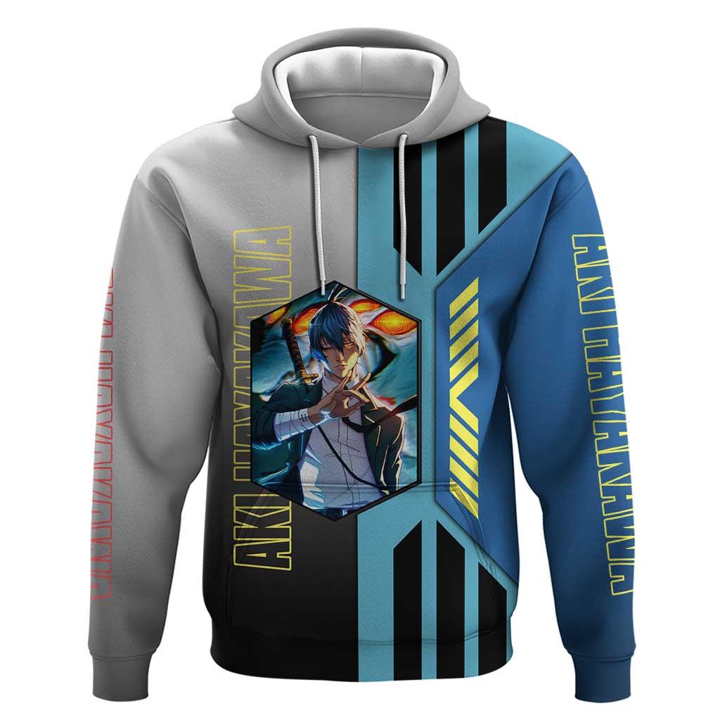 Aki Hayakawa from Chainsaw Man Zip Hoodie with Sword and Stylish Pose Design - The Mazicc