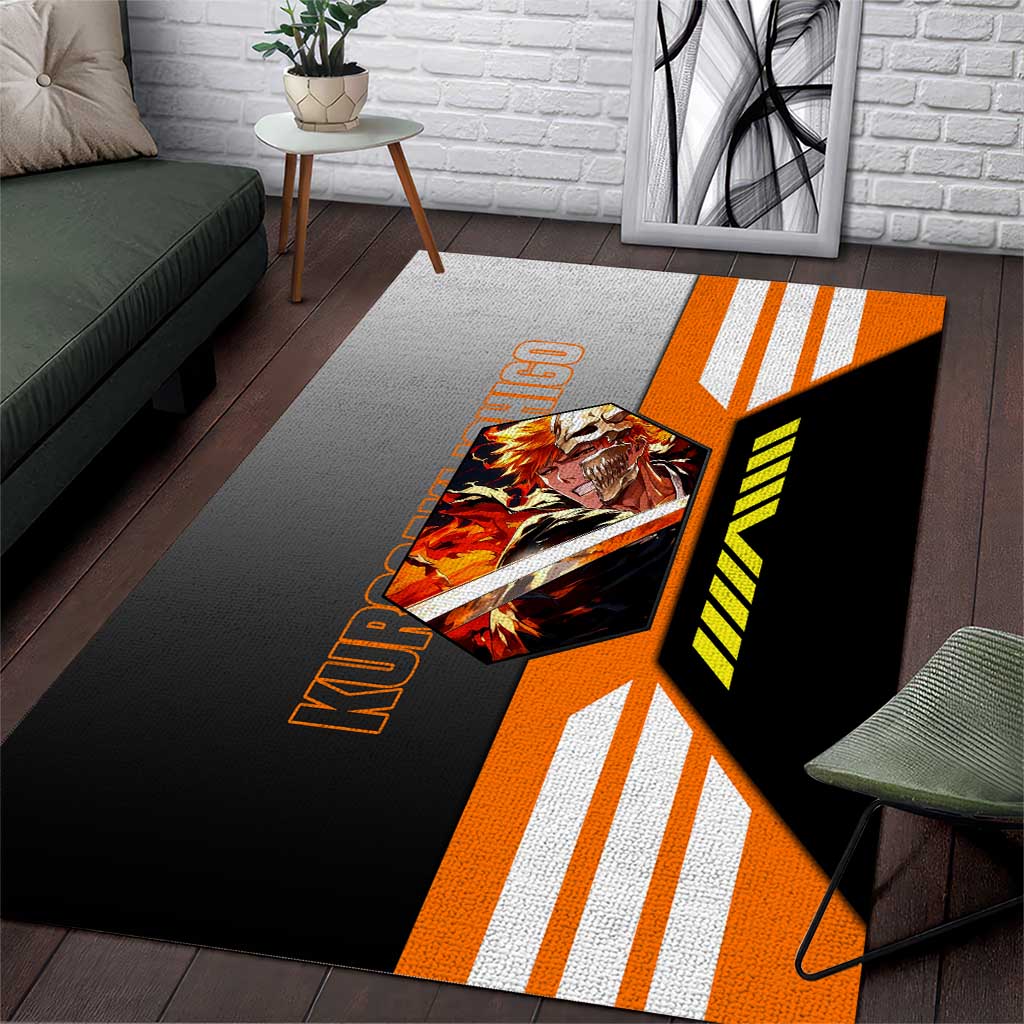 Ichigo Kurosaki from Bleach Area Rug with Sword and Battle Ready Pose Design - The Mazicc