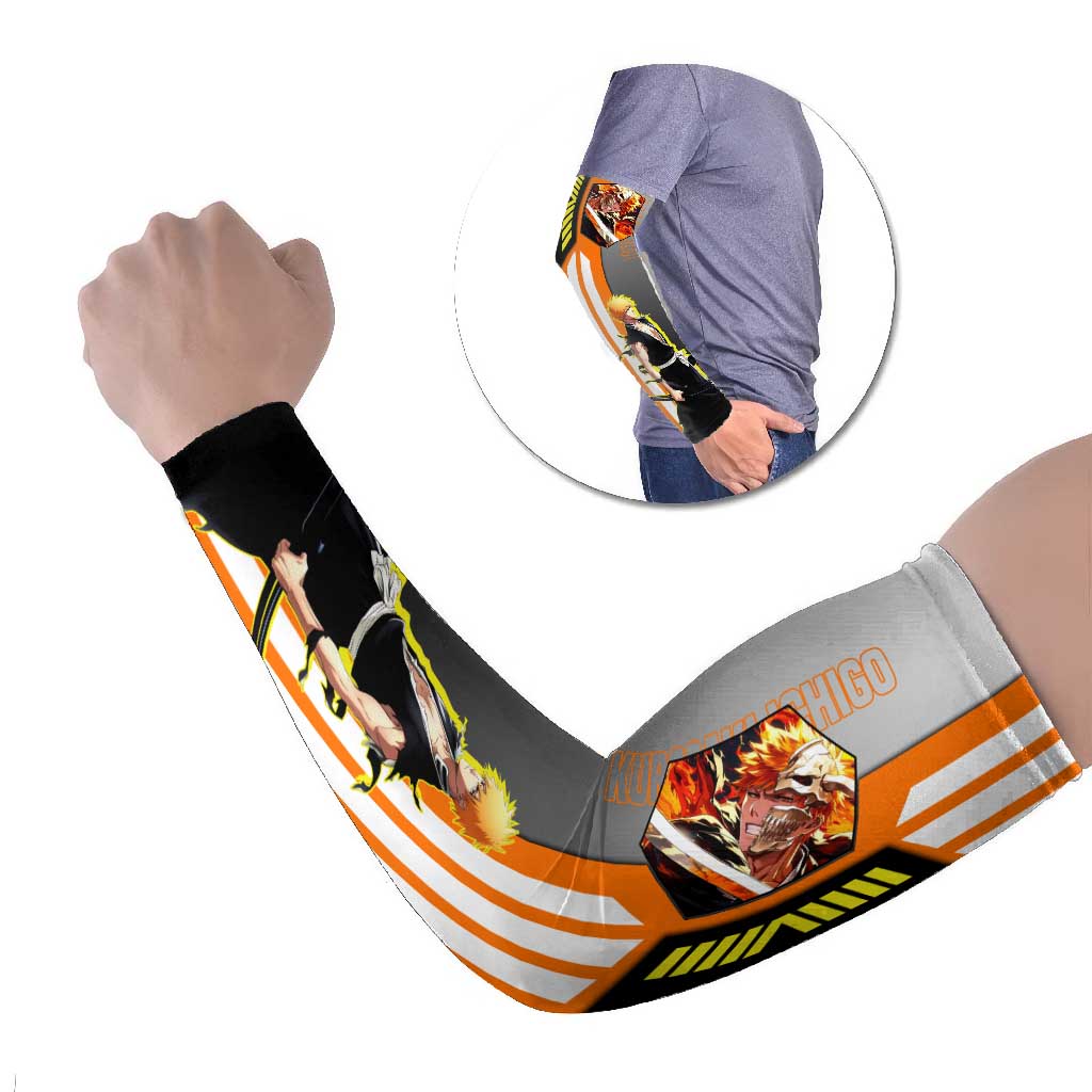Ichigo Kurosaki from Bleach Arm Sleeves with Sword and Battle Ready Pose Design - The Mazicc