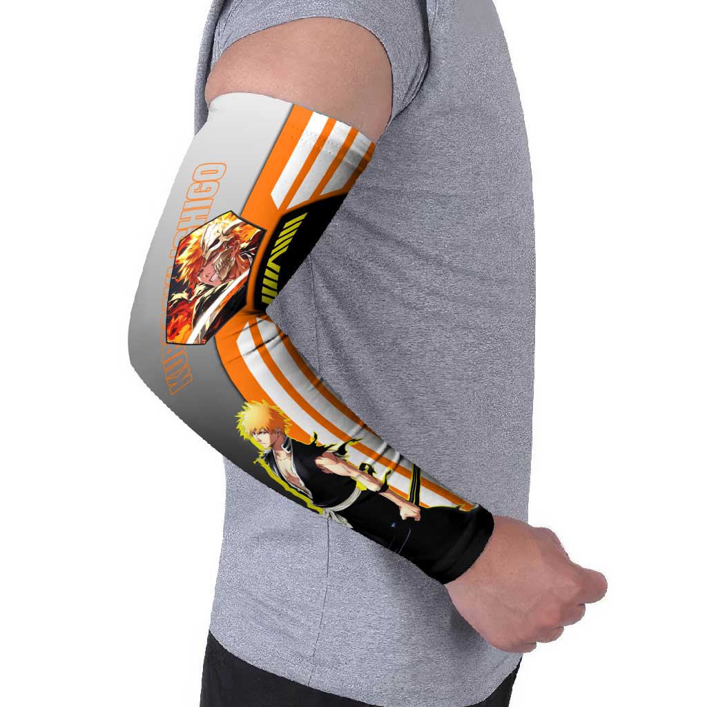 Ichigo Kurosaki from Bleach Arm Sleeves with Sword and Battle Ready Pose Design - The Mazicc