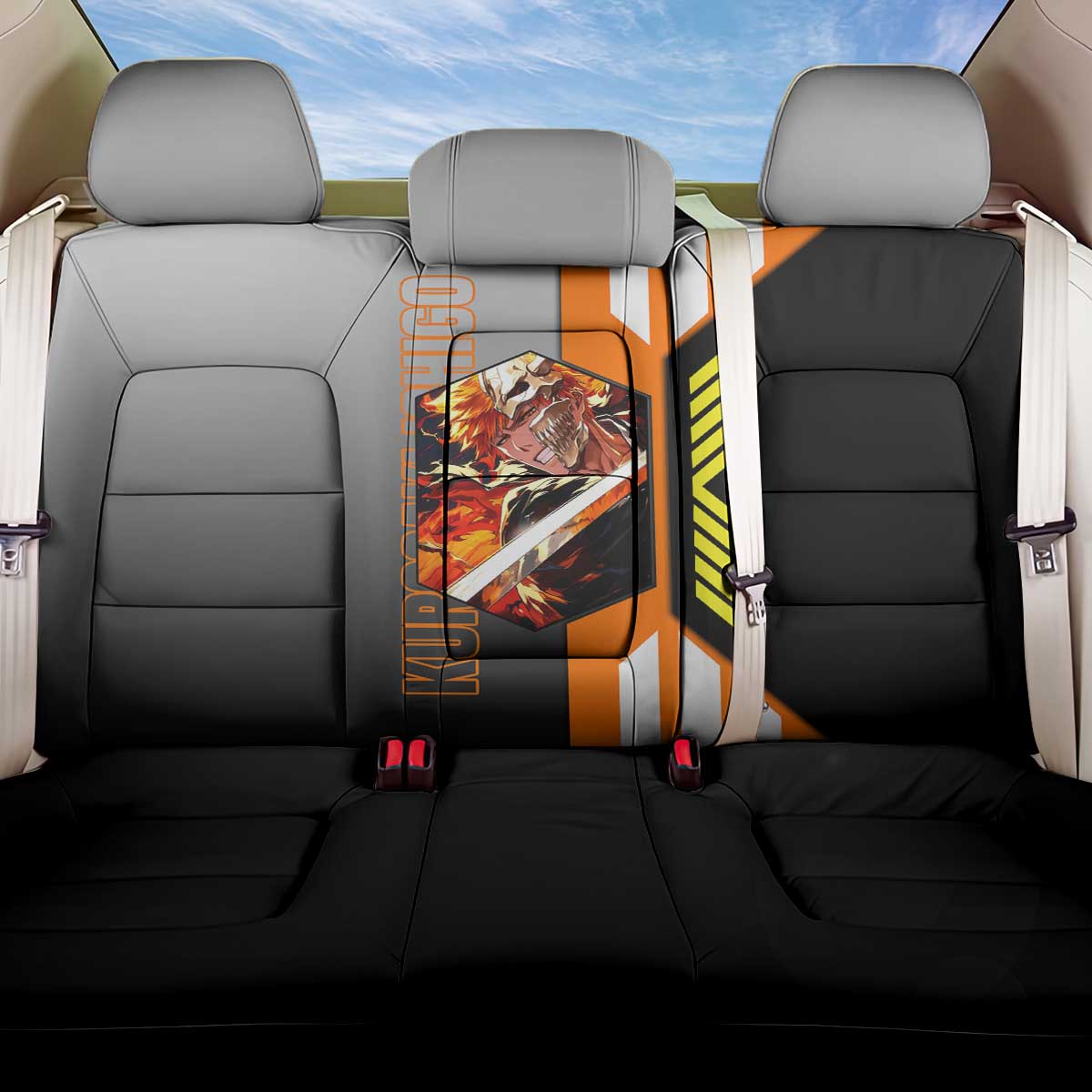 Ichigo Kurosaki from Bleach Back Car Seat Cover with Sword and Battle Ready Pose Design - The Mazicc