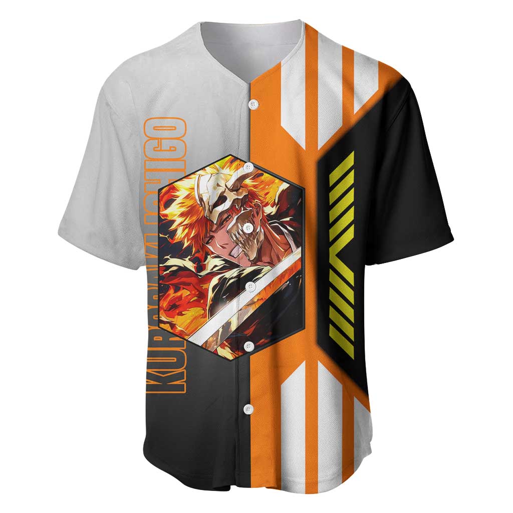 Ichigo Kurosaki from Bleach Baseball Jersey with Sword and Battle Ready Pose Design - The Mazicc