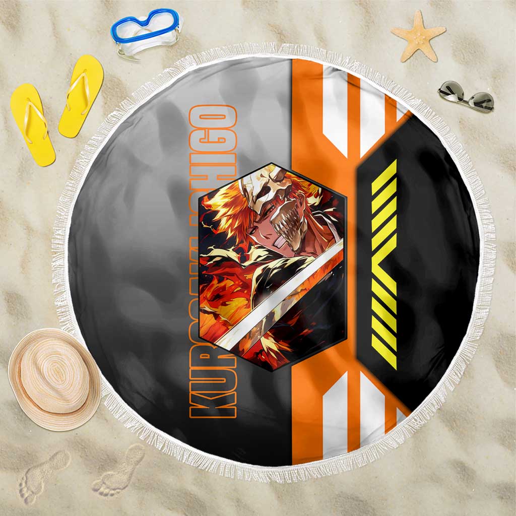 Ichigo Kurosaki from Bleach Beach Blanket with Sword and Battle Ready Pose Design - The Mazicc