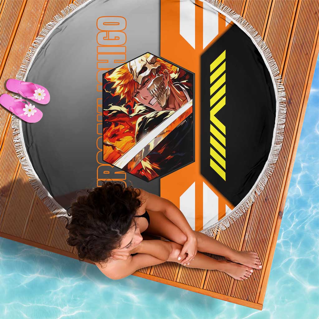 Ichigo Kurosaki from Bleach Beach Blanket with Sword and Battle Ready Pose Design - The Mazicc