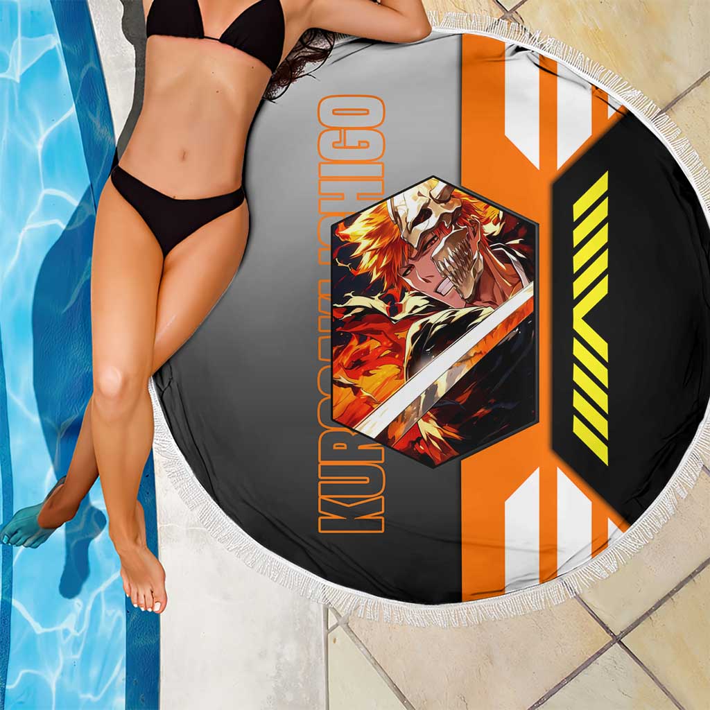 Ichigo Kurosaki from Bleach Beach Blanket with Sword and Battle Ready Pose Design - The Mazicc
