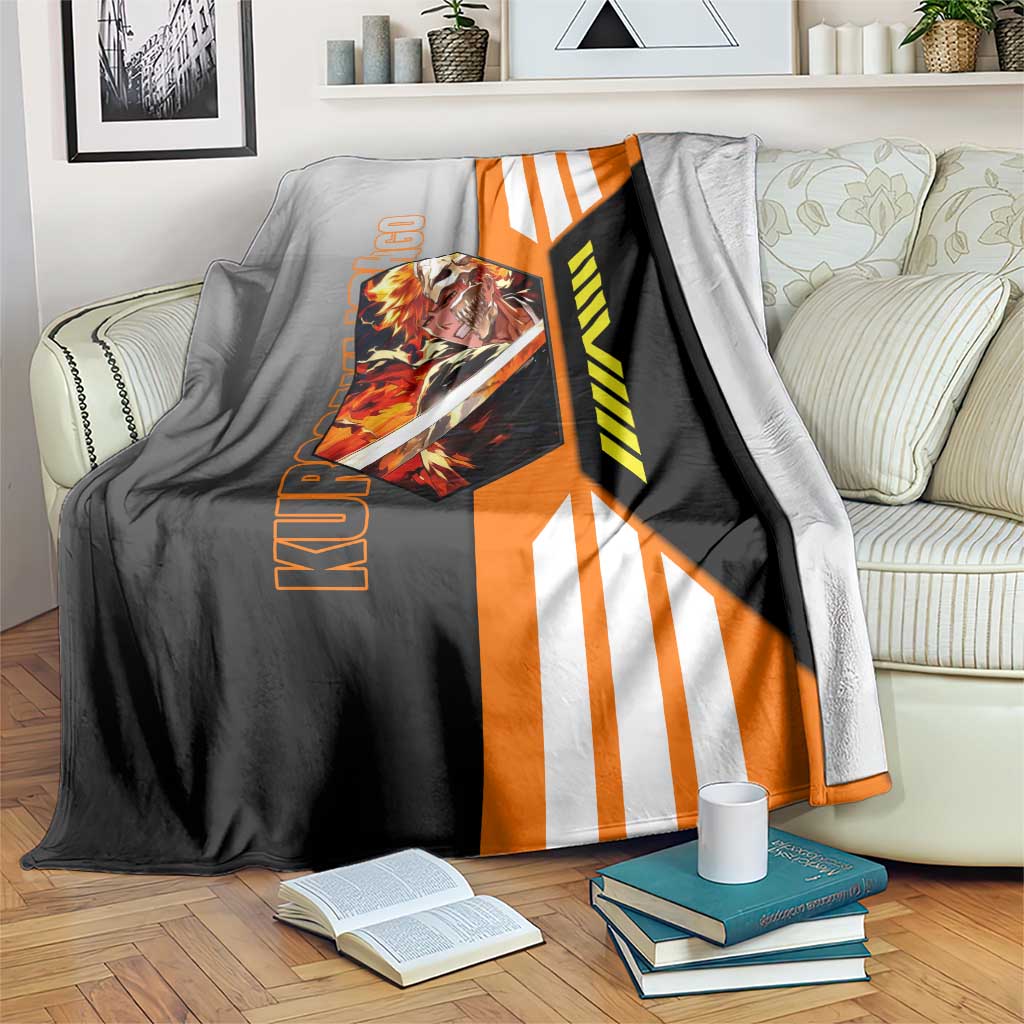Ichigo Kurosaki from Bleach Blanket with Sword and Battle Ready Pose Design - The Mazicc