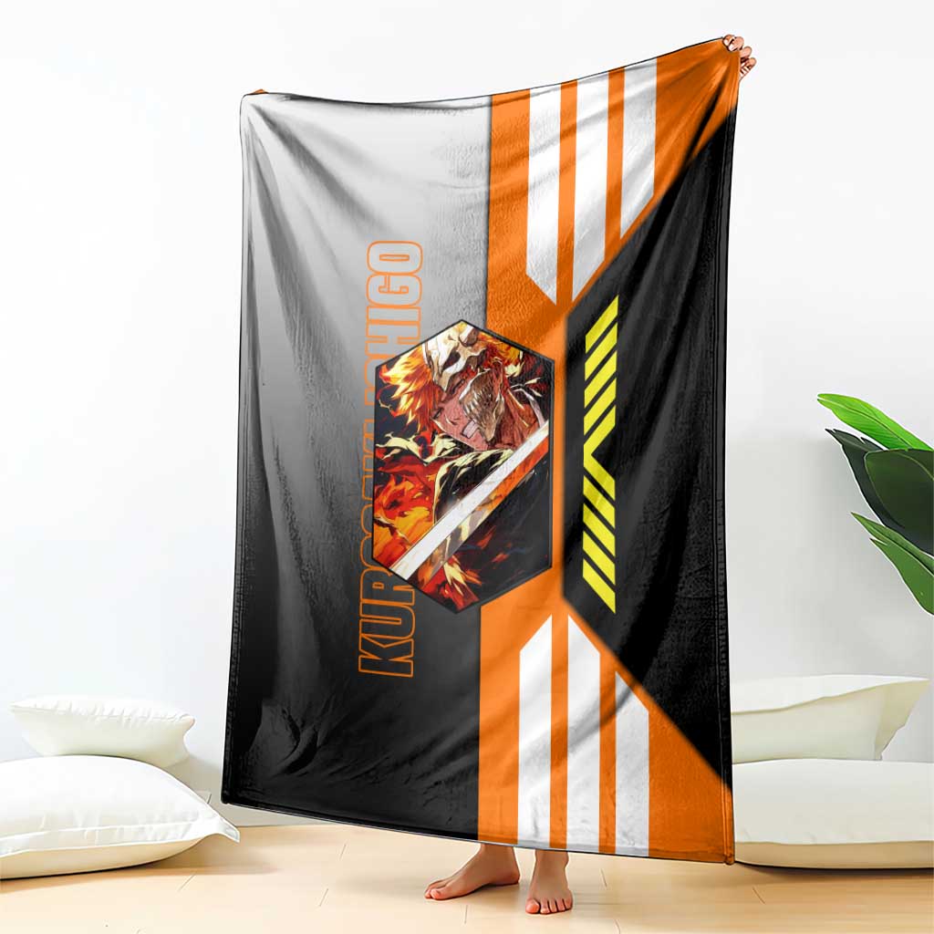 Ichigo Kurosaki from Bleach Blanket with Sword and Battle Ready Pose Design - The Mazicc