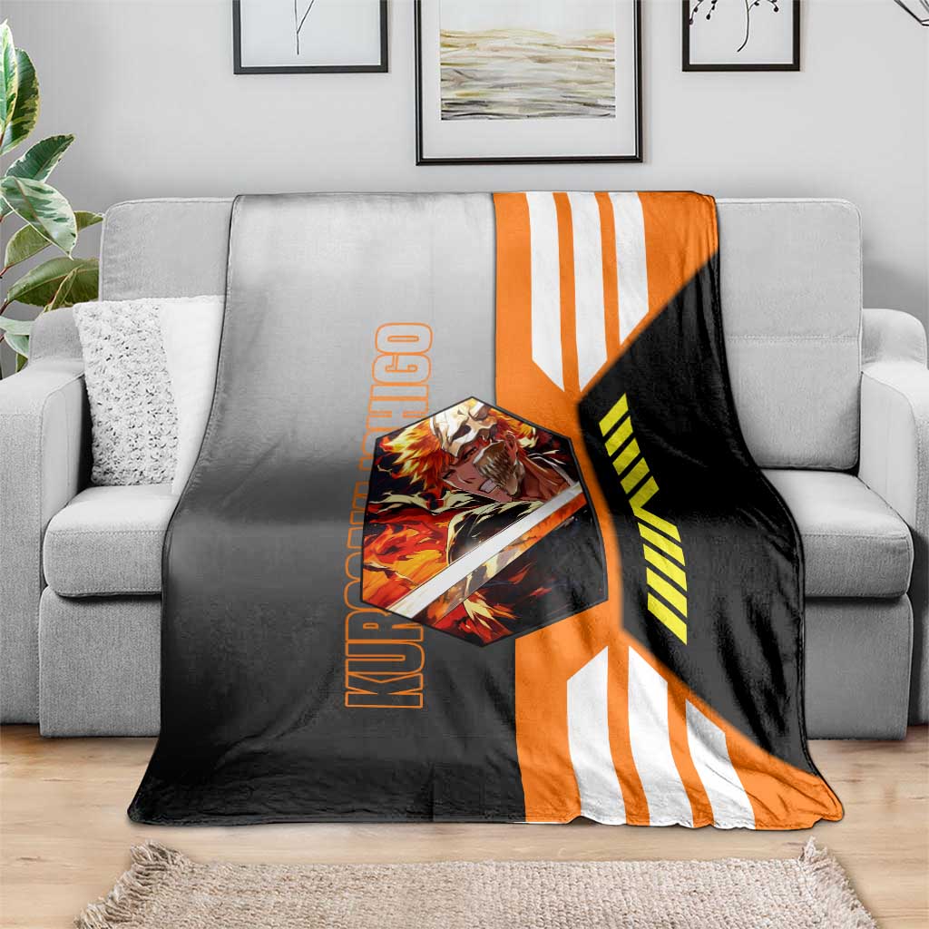 Ichigo Kurosaki from Bleach Blanket with Sword and Battle Ready Pose Design - The Mazicc