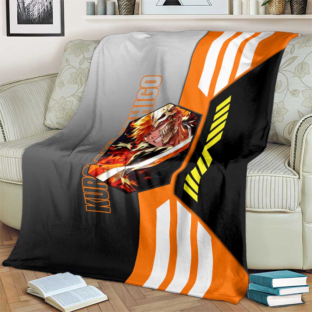 Ichigo Kurosaki from Bleach Blanket with Sword and Battle Ready Pose Design - The Mazicc