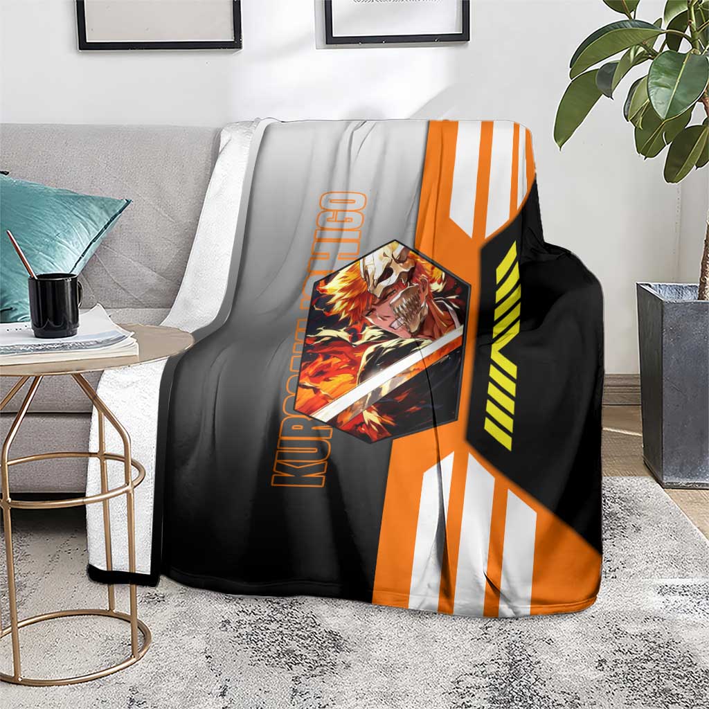 Ichigo Kurosaki from Bleach Blanket with Sword and Battle Ready Pose Design - The Mazicc