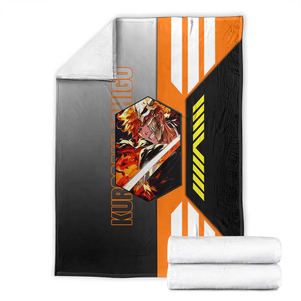 Ichigo Kurosaki from Bleach Blanket with Sword and Battle Ready Pose Design - The Mazicc