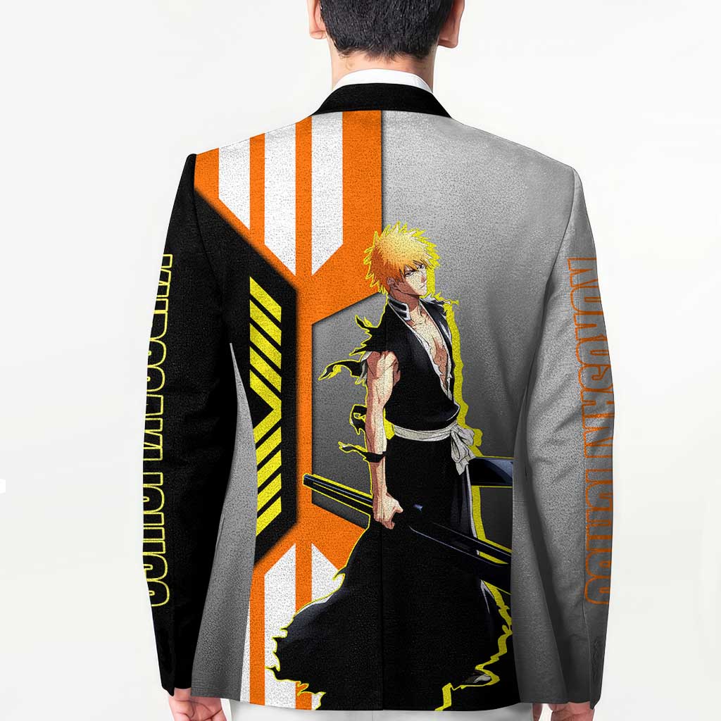 Ichigo Kurosaki from Bleach Blazer with Sword and Battle Ready Pose Design - The Mazicc