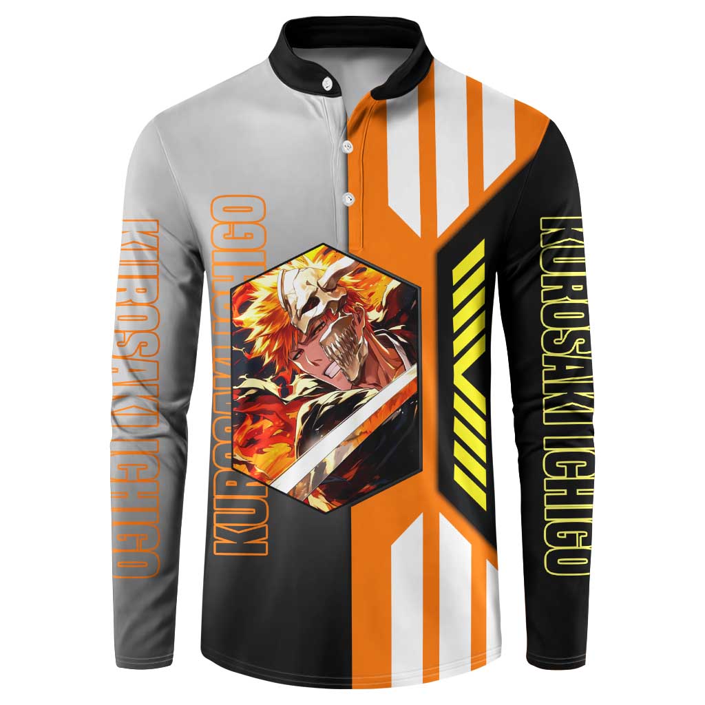 Ichigo Kurosaki from Bleach Button Sweatshirt with Sword and Battle Ready Pose Design - The Mazicc