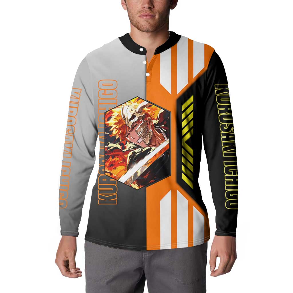Ichigo Kurosaki from Bleach Button Sweatshirt with Sword and Battle Ready Pose Design - The Mazicc