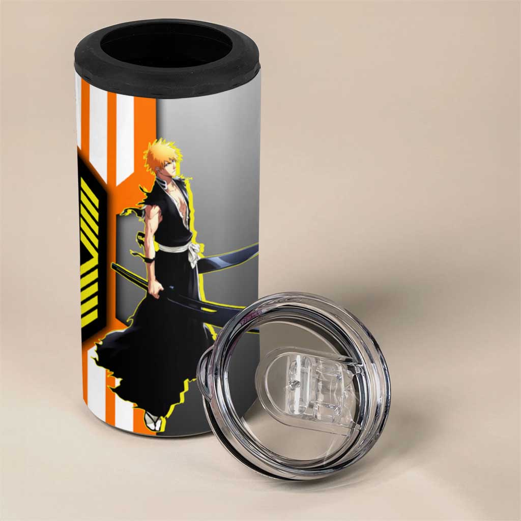 Ichigo Kurosaki from Bleach 4 in 1 Can Cooler Tumbler with Sword and Battle Ready Pose Design - The Mazicc