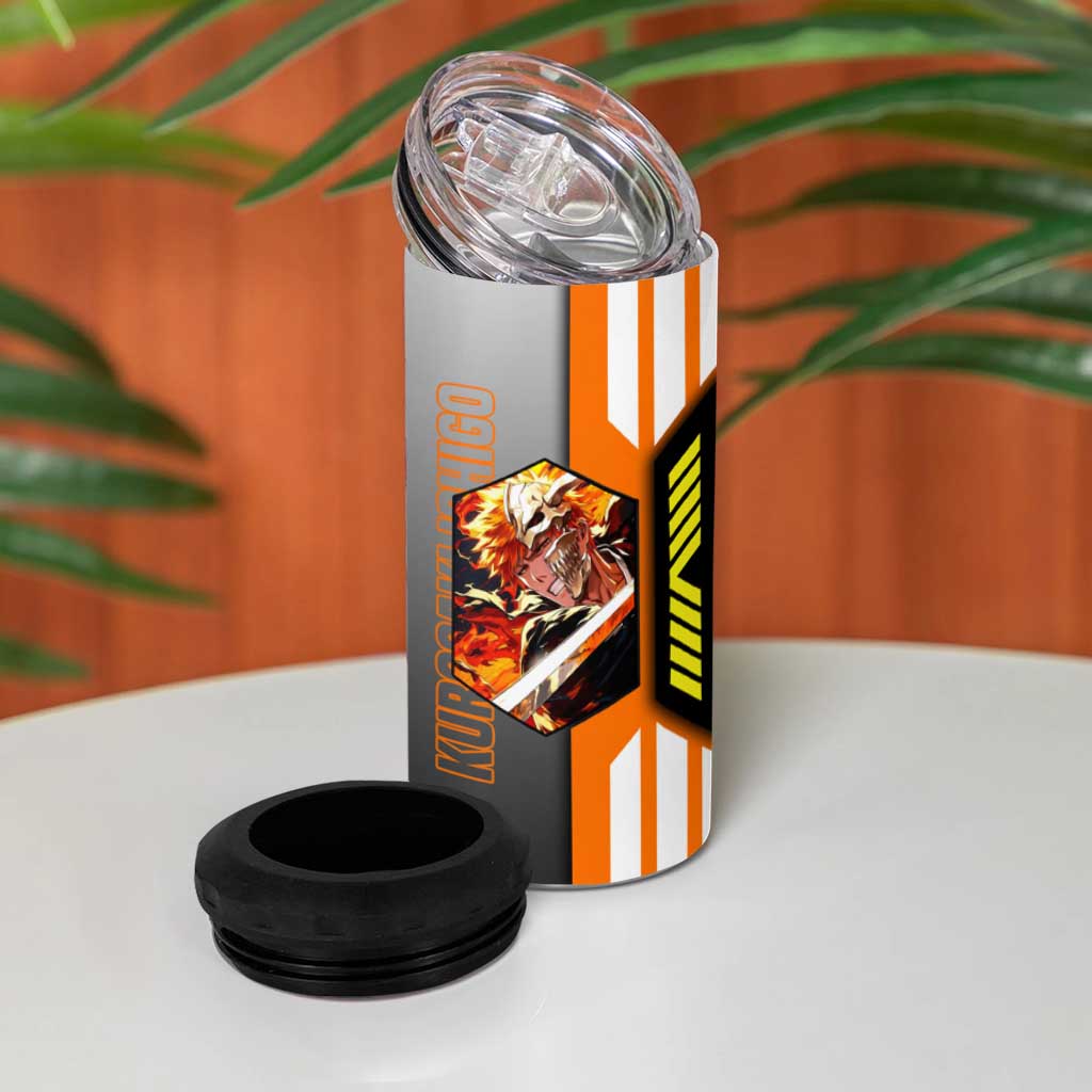 Ichigo Kurosaki from Bleach 4 in 1 Can Cooler Tumbler with Sword and Battle Ready Pose Design - The Mazicc