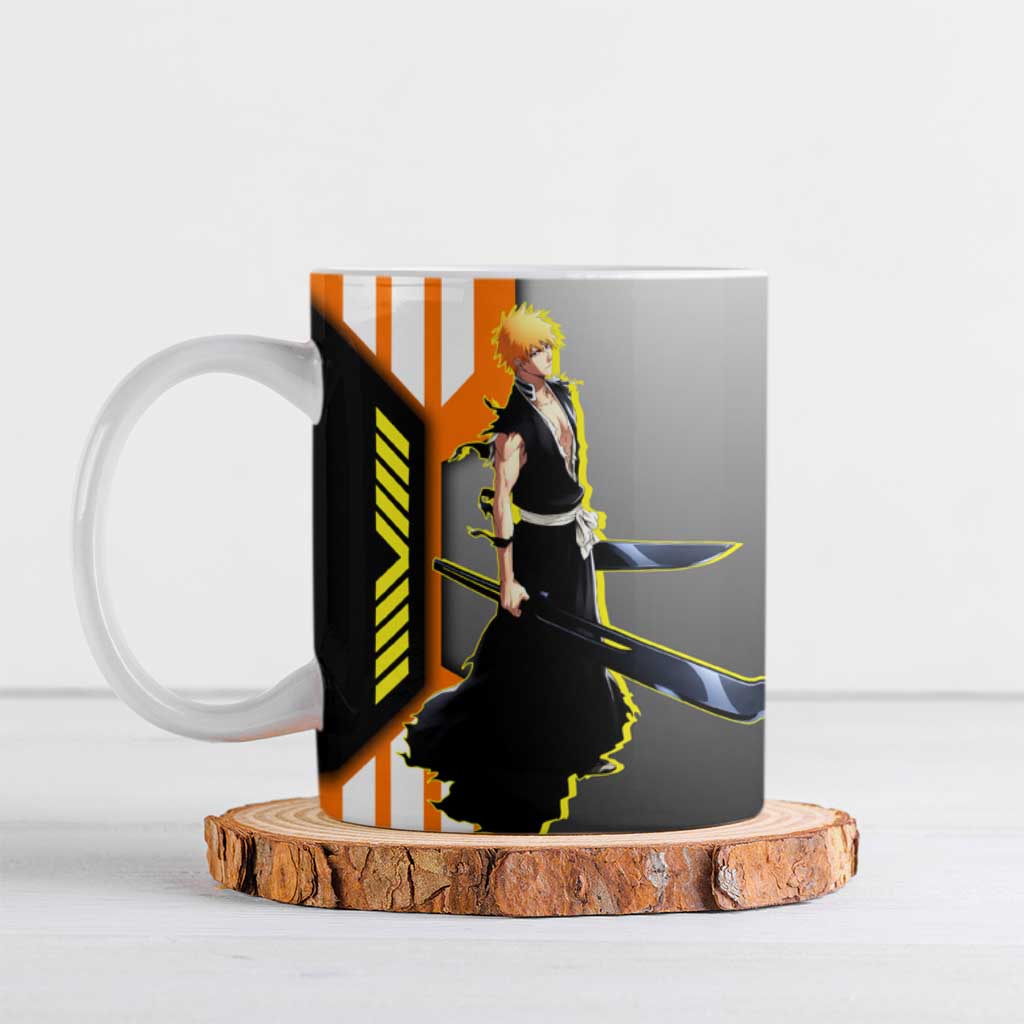 Ichigo Kurosaki from Bleach Ceramic Mug with Sword and Battle Ready Pose Design - The Mazicc