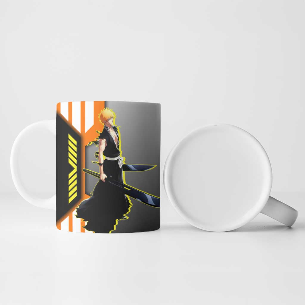 Ichigo Kurosaki from Bleach Ceramic Mug with Sword and Battle Ready Pose Design - The Mazicc