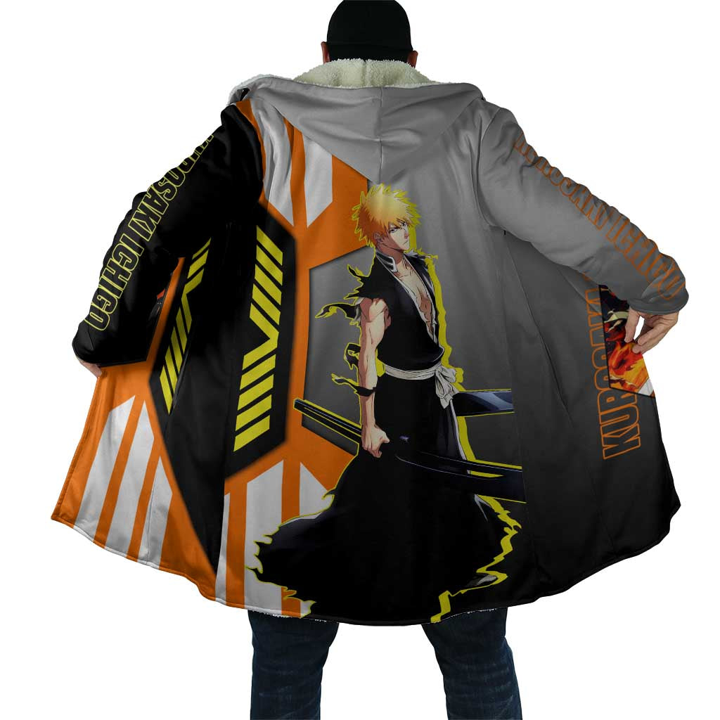 Ichigo Kurosaki from Bleach Cloak with Sword and Battle Ready Pose Design - The Mazicc