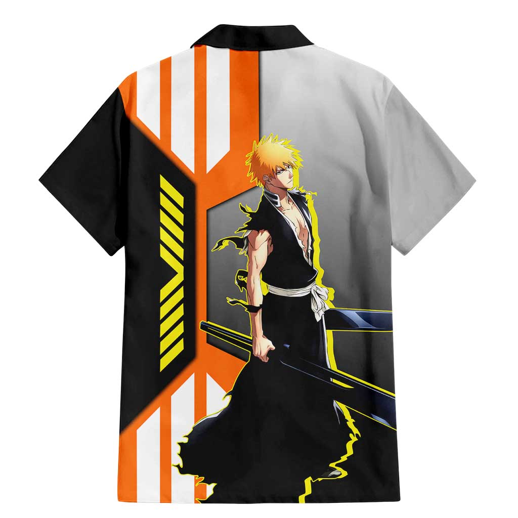 Ichigo Kurosaki from Bleach Family Matching Mermaid Dress and Hawaiian Shirt with Sword and Battle Ready Pose Design - The Mazicc