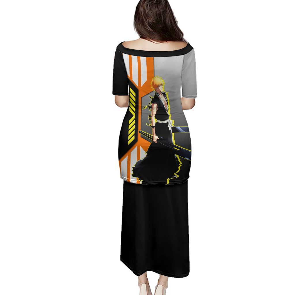 Ichigo Kurosaki from Bleach Family Matching Puletasi and Hawaiian Shirt with Sword and Battle Ready Pose Design - The Mazicc