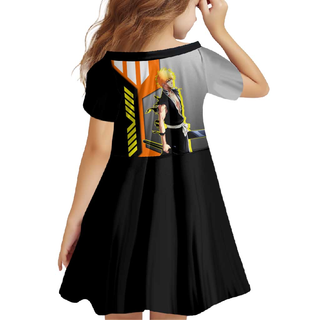Ichigo Kurosaki from Bleach Family Matching Short Sleeve Bodycon Dress and Hawaiian Shirt with Sword and Battle Ready Pose Design - The Mazicc