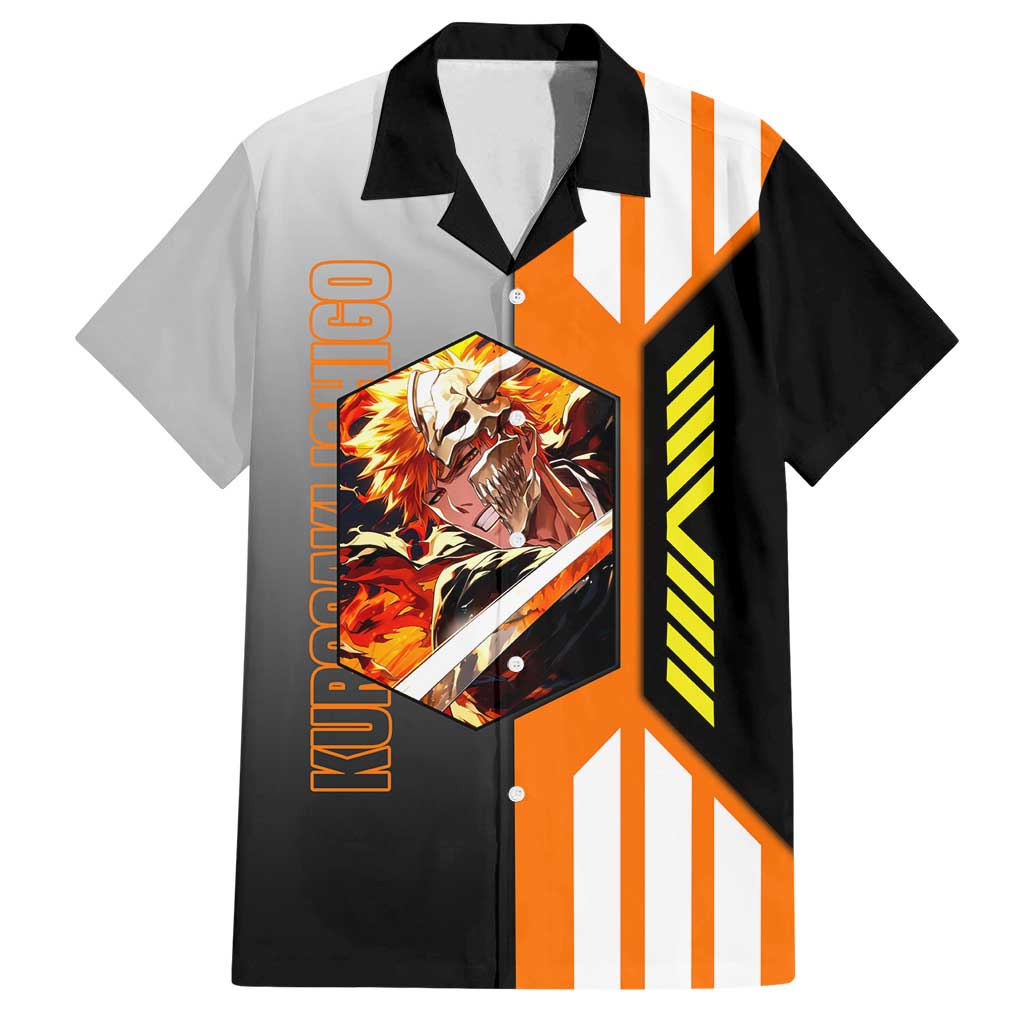 Ichigo Kurosaki from Bleach Family Matching Summer Maxi Dress and Hawaiian Shirt with Sword and Battle Ready Pose Design - The Mazicc