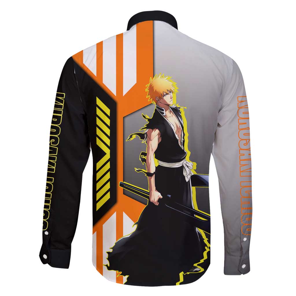 Ichigo Kurosaki from Bleach Family Matching Summer Maxi Dress and Hawaiian Shirt with Sword and Battle Ready Pose Design - The Mazicc
