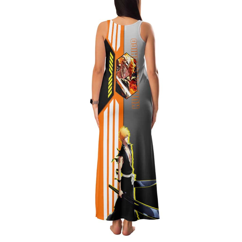 Ichigo Kurosaki from Bleach Family Matching Tank Maxi Dress and Hawaiian Shirt with Sword and Battle Ready Pose Design - The Mazicc