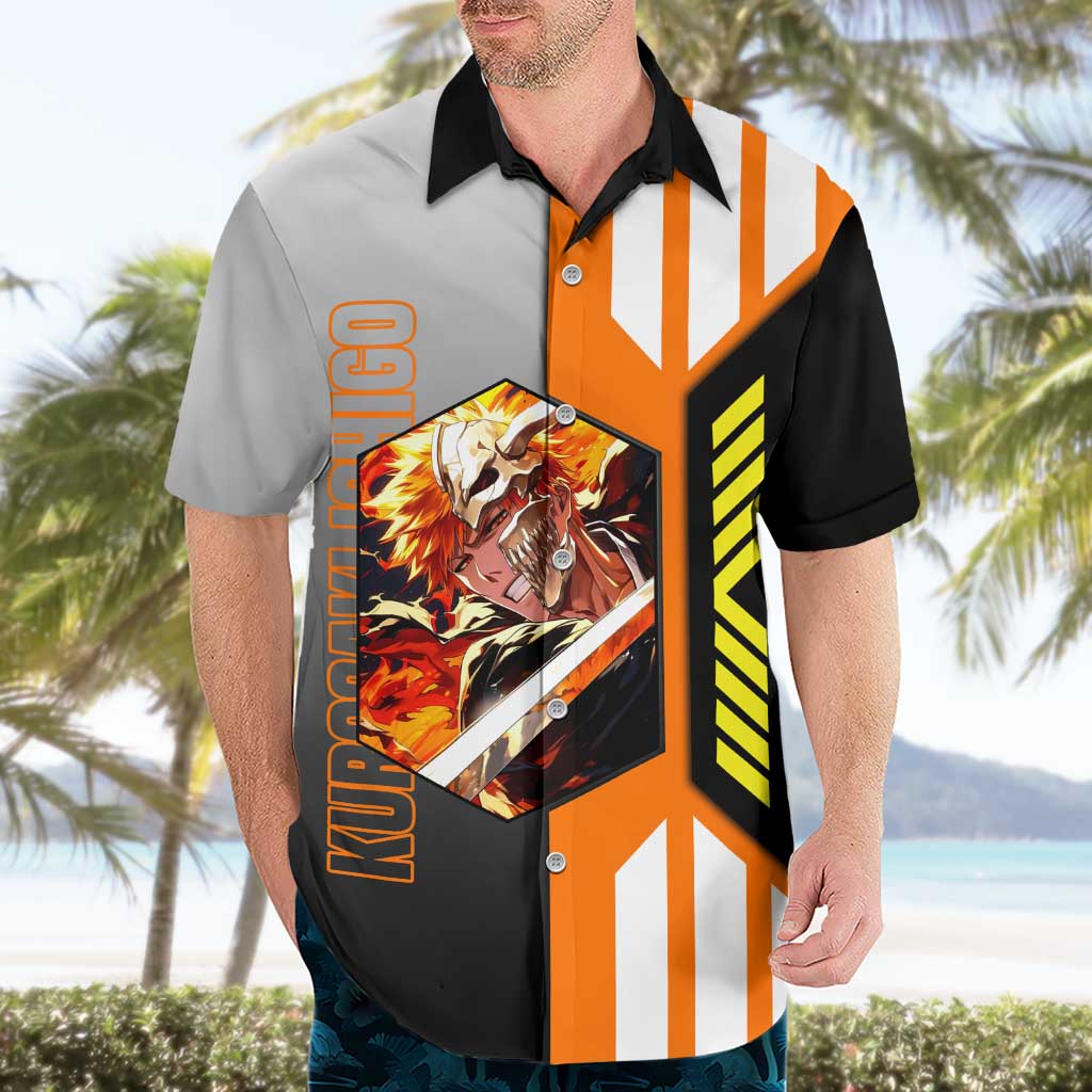 Ichigo Kurosaki from Bleach Hawaiian Shirt with Sword and Battle Ready Pose Design - The Mazicc