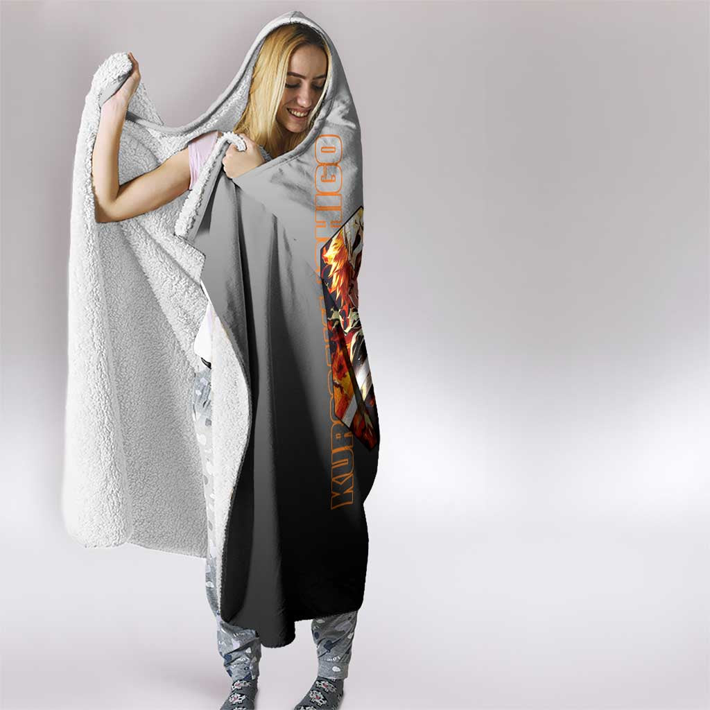 Ichigo Kurosaki from Bleach Hooded Blanket with Sword and Battle Ready Pose Design - The Mazicc