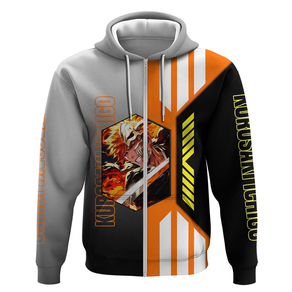 Ichigo Kurosaki from Bleach Hoodie with Sword and Battle Ready Pose Design - The Mazicc