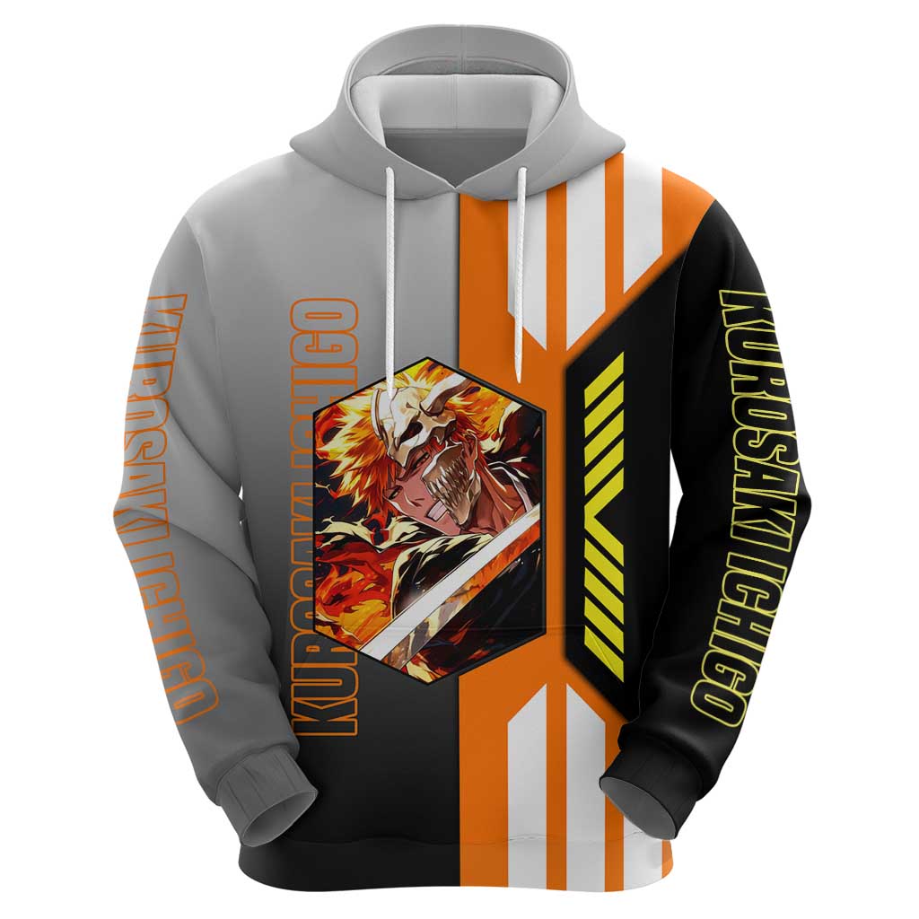 Ichigo Kurosaki from Bleach Hoodie with Sword and Battle Ready Pose Design - The Mazicc