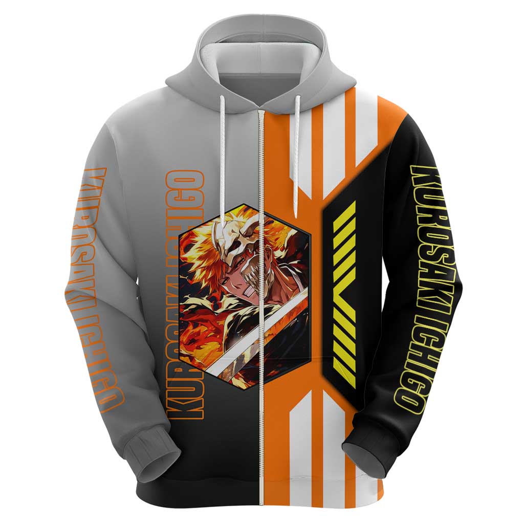 Ichigo Kurosaki from Bleach Hoodie with Sword and Battle Ready Pose Design - The Mazicc
